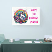 カラフルユニコーンとレインボーパーソナライズされた誕生日 横断幕 (トレードショー)