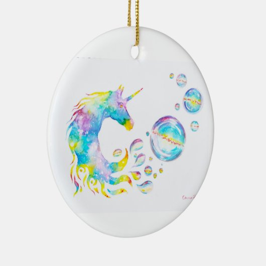 カラフルユニコーンと球体 セラミックオーナメント (右)