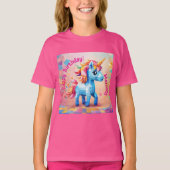 カラフルユニコーンのピニャータ 誕生日 Tシャツ (正面)
