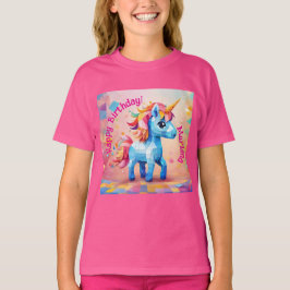 カラフルユニコーンのピニャータ 誕生日 Tシャツ