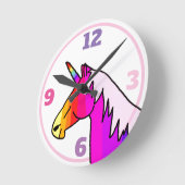 カラフルユニコーンガーリー虹 ラウンド壁時計 (傾斜)