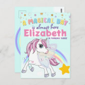 カラフルユニコーンレインボーかわいい魔法のピンク ポストカード (正面/裏面)