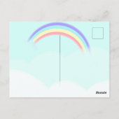 カラフルユニコーンレインボーかわいい魔法のピンク ポストカード (裏面)