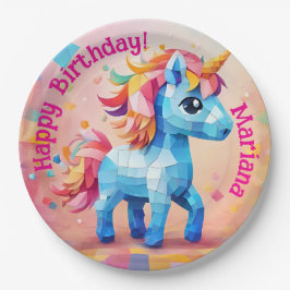 カラフルユニコーン ピニャータ 誕生日 ペーパープレート