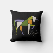 カラフルユニコーン – モダン抽象芸術エレガントTangram クッション (正面)