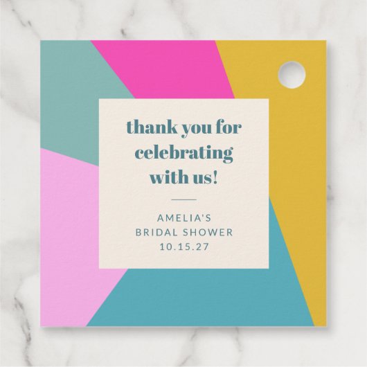 カラフルユニークカスタムブライダルシャワーありがとう フェイバータグ (裏面)