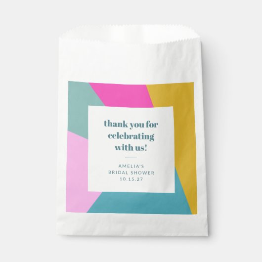 カラフルユニークカスタムブライダルシャワーありがとう フェイバーバッグ (正面)