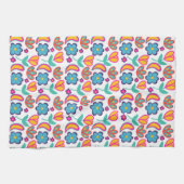 カラフルユニーク花 キッチンタオル (横)