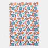 カラフルユニーク花 キッチンタオル (縦)