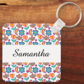 カラフルユニーク花 キーホルダー (裏面)