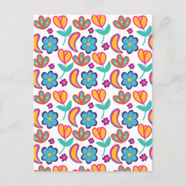 カラフルユニーク花 ポストカード