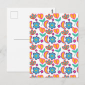 カラフルユニーク花 ポストカード (正面/裏面)