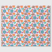 カラフルユニーク花 ラッピングペーパー (フラット)