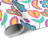 カラフルユニーク花 ラッピングペーパー (ロールコーナー)