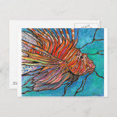 カラフルライオンフィッシュ「ステンドグラス」スタイルアート! ポストカード (正面/裏面)