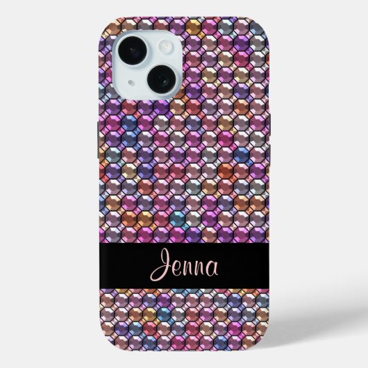 カラフルラインストーン+カスタムネーム Case-Mate iPhoneケース (裏面)