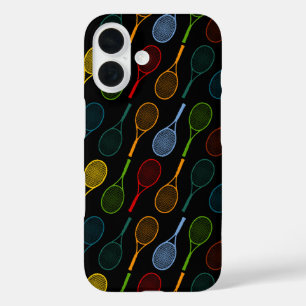 カラフルラケットの模様 iPhone 16ケース