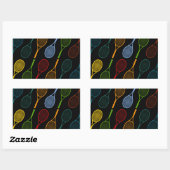 カラフルラケット模様 長方形シール (シート)