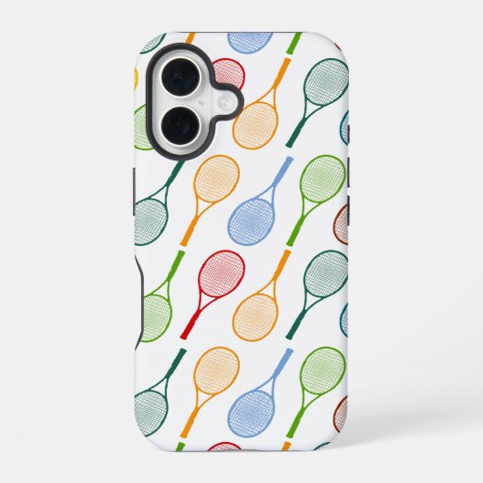 カラフルラケット模様 iPhone 16ケース (裏面)