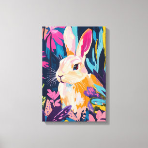カラフルラビット フローラル ウォールアート 奇想天外なウサギ