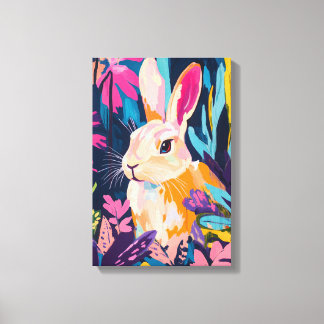 カラフルラビット フローラル ウォールアート | 奇想天外なウサギ