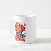 カラフルラブラドールドッグアート コーヒーマグカップ (正面左)