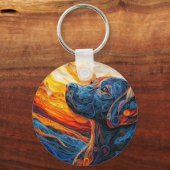 カラフルラブラドールリトリエバードッグポートレート キーホルダー (正面)