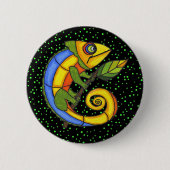 カラフルリザードオンザブランチ 缶バッジ (正面)