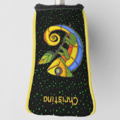 カラフルリザードオンブランチリーフグリーンドット ゴルフヘッドカバー (回転90)