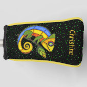 カラフルリザードオンブランチリーフグリーンドット ゴルフヘッドカバー (正面)