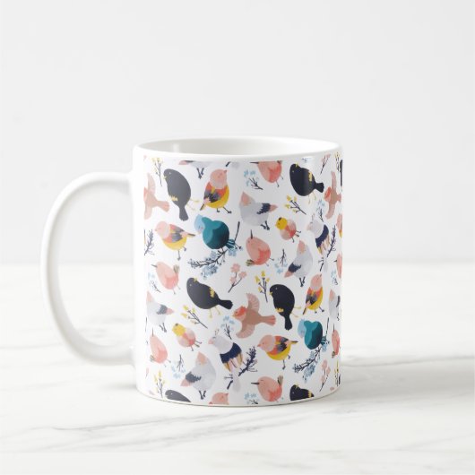 カラフルリトルバードフローラ植物楽園 コーヒーマグカップ (左)