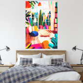 カラフルリビングルームインフォヴィストスタイル キャンバスプリント (インサイチュ (寝室))