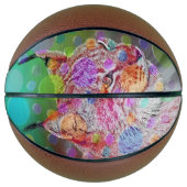 カラフルリンクスポートレート、抽象芸術アート バスケットボール (正面)