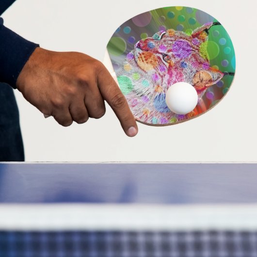 カラフルリンクスポートレート、抽象芸術アート 卓球ラケット (インサイチュ)