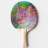 カラフルリンクスポートレート、抽象芸術アート 卓球ラケット (正面)