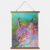 カラフルリンクスポートレート、抽象芸術アート 吊り下げ型タペストリー (正面)