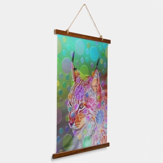 カラフルリンクスポートレート、抽象芸術アート 吊り下げ型タペストリー (傾斜あり)