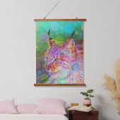 カラフルリンクスポートレート、抽象芸術アート 吊り下げ型タペストリー (寝室)