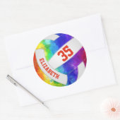 カラフルレインガールパーソナライズされたバレーボール ラウンドシール (封筒)