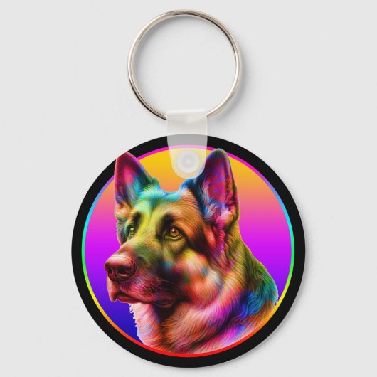 カラフルレインボーかわいい犬 キーホルダー (正面)