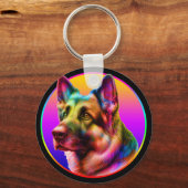 カラフルレインボーかわいい犬 キーホルダー (正面)