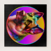 カラフルレインボーかわいい犬 ジグソーパズル (横)