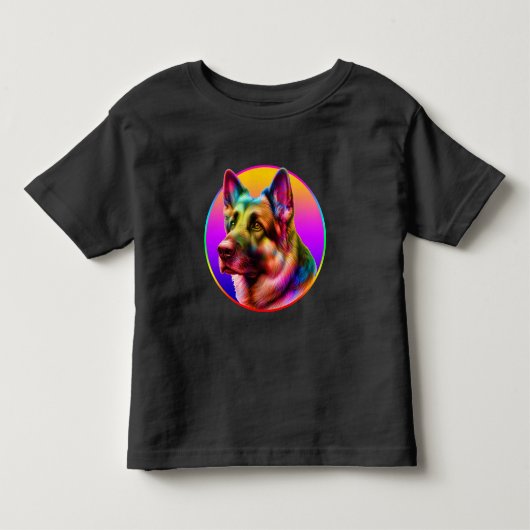 カラフルレインボーかわいい犬 トドラーTシャツ (正面)