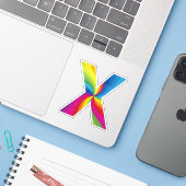 カラフルレインボーアルファベットX シール (ノートパソコンとiPhone)