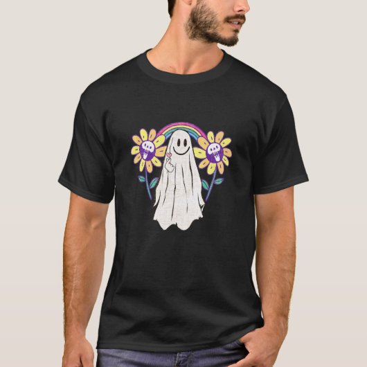 カラフルレインボーゴシックかわいい幽霊 Tシャツ (正面)