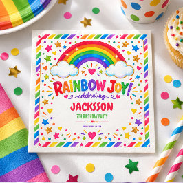 カラフルレインボージョイ7歳の誕生日おめでとう男の子パーティー スタンダードカクテルナプキン