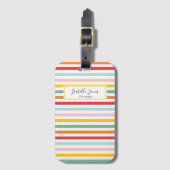 カラフルレインボーストライプおもしろい学校 ラゲッジタグ (正面縦)