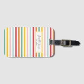 カラフルレインボーストライプおもしろい学校 ラゲッジタグ (正面横)