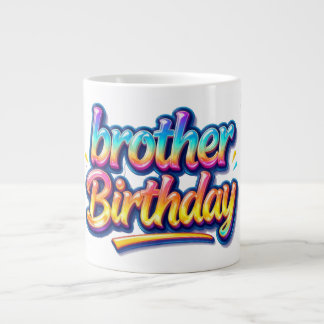 カラフルレインボーテキスト 兄弟 誕生日プレゼント ジャンボコーヒーマグカップ
