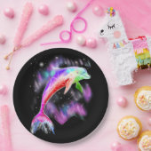 カラフルレインボーピンクドルフィン海銀河系宇宙。 ペーパープレート (パーティー)